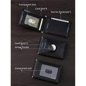 AirTag Wallet Men Slim Minimalist Bifold Wallet With AirTag Holder RFID Blocking